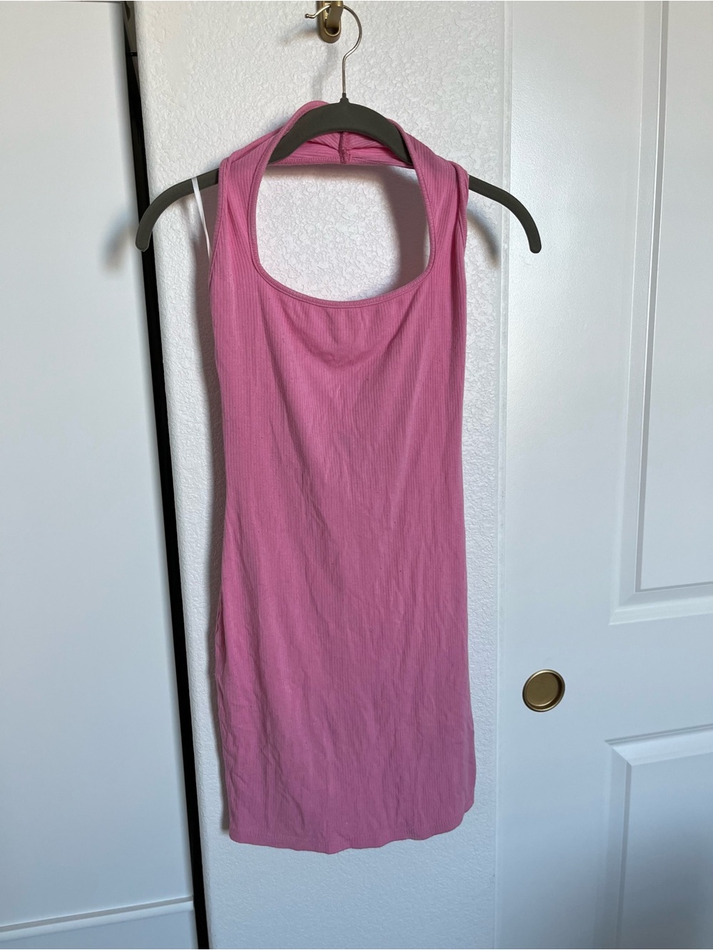 Pink Ribbed Scoop Neck Tank Dress Causal Women’s Midi Dress Size XS SHEIN